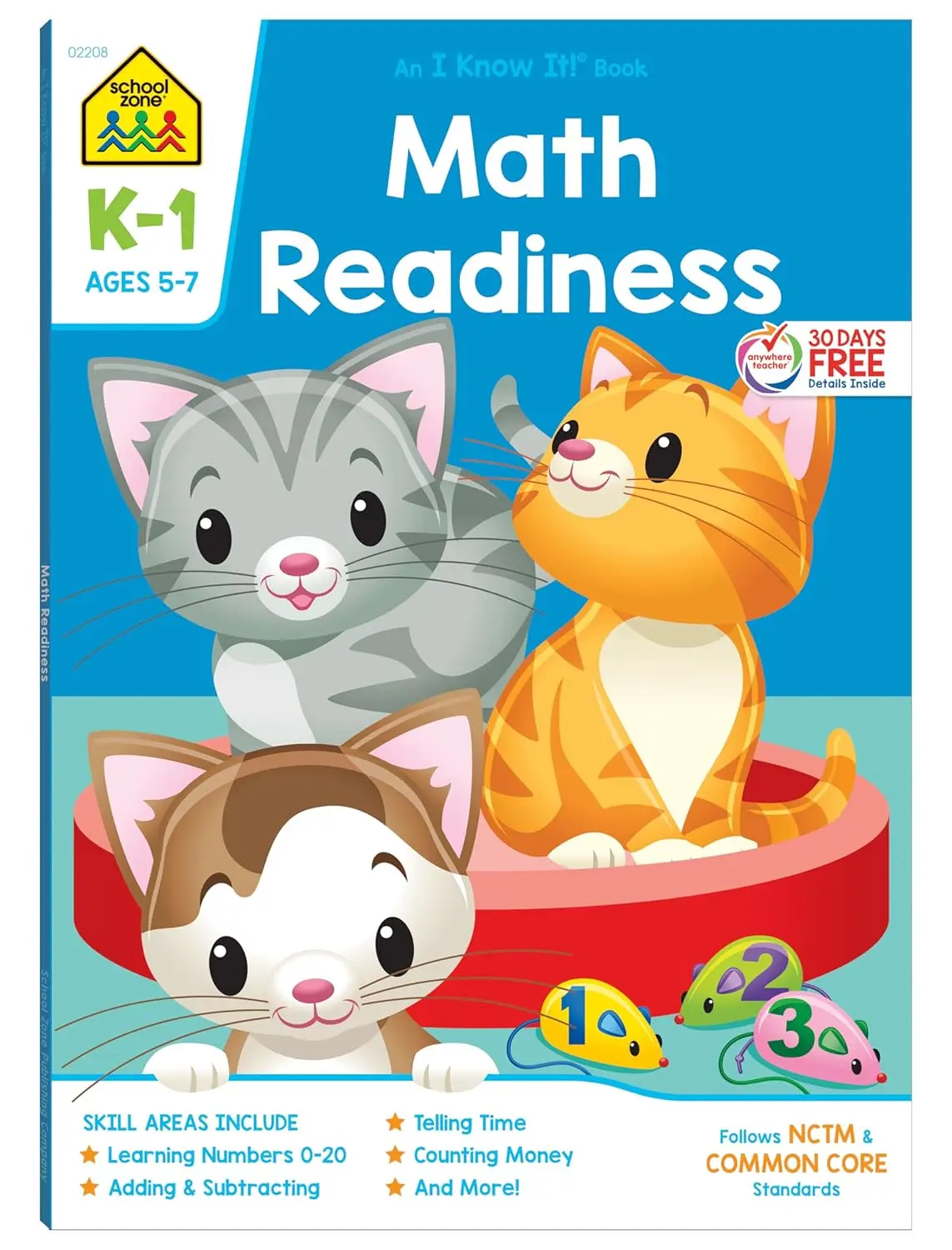 School Zone Math Readiness Workbook: 64 Pages, , 1st Grade, Telling Time, Counting , Addition, Subtraction, Ages 5 to 7 (I Know It! Book Series) - Paperback
