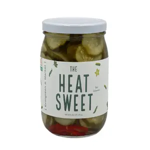 The Heat & Sweet Gourmet Pickles - Mild Spicy-Sweet Flavor with Red Jalapeños - 16 Oz Glass Jar for Burgers, Tacos, BBQ & Snacks Chip Peppers