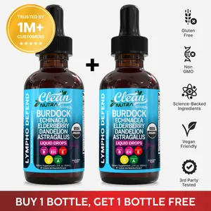 Clean Nutra BOGO | Burdock, Echinacea, Elderberry, Dandelion, Astragalus, Milk Thistle, Sea Moss, & More for Lymphatic Support Liquid Drop - Lympho Defend