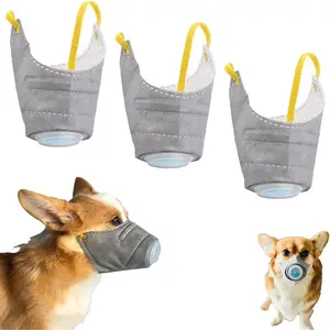 3 Pcs Adjustable Dog Gas Mask, Reusable Dog Muzzles,Breathable Dog Air Filter Mask,Dog Respirator Mask,Muzzle for Large Dog and Small Dog,Grey (Small) Pet Supplies