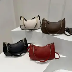 Women's Vintage Underarm Shoulder Bag - Large-Capacity Solid-Color Crossbody Purse, Elegant Handbag for Work, Commuting & Everyday Casual Outfits