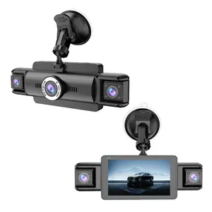 Whatook 4 Channel 360° 4K Ultra HD Dash Cam Front and Rear Inside, 3.5" Display WiFi & APP Control, G-Sensor, Voice Control Car Camera, with 64GB SD Card, Night Vision, 24H Parking Mode
