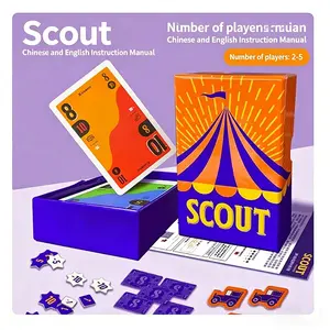 Scout Game Set, High Saturation Circus Illustrations, Blue Color Scheme, Hand Management Card Game, Ages 8+, 2-5 Players