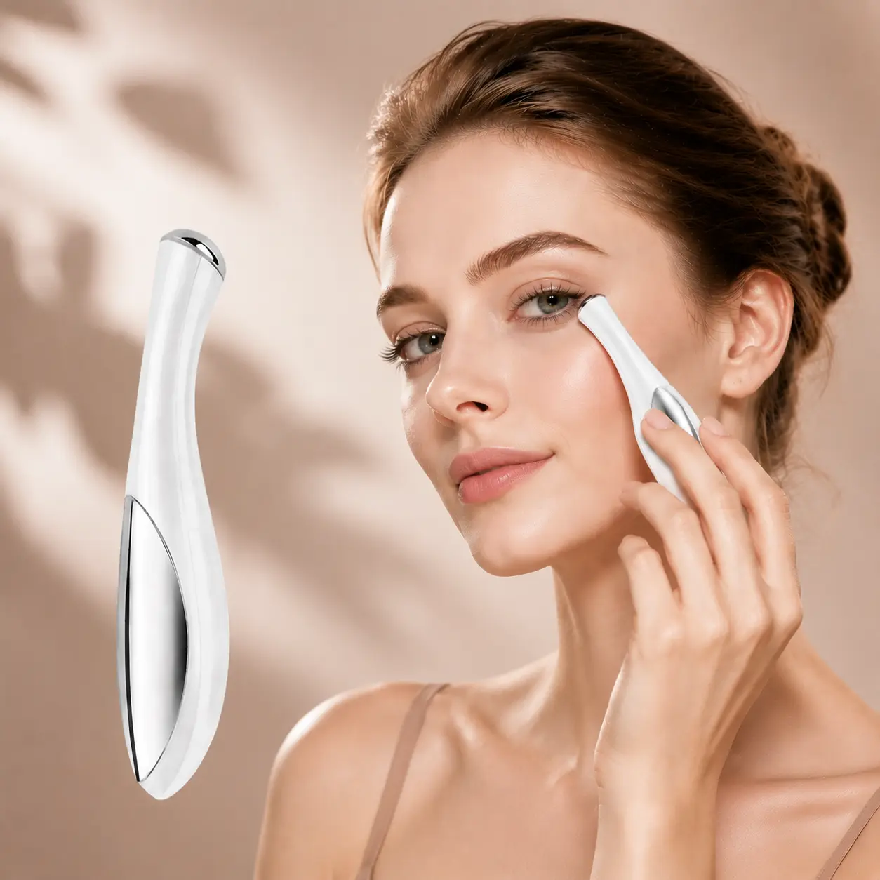 Heated Vibration Eye Massager with Adjustable Warm Compress, Portable Rechargeable Eye Relaxation Device for Soothing Eye Fatigue, Dry Eyes, Dark Circles & Eye Strain Relief