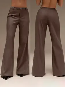 Women's Low Waist Comfortable Fit Wide Leg Bell Button Pants, Casual & Formal Wear, All-Season Ladies Clothing, Stylish and Versatile