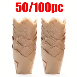 Elegant Tulip Cupcake Liners, Oil-Proof Baking Cups, Bakeware, Standard Size, Perfect for Muffins, Birthday Parties, Weddings, Holidays