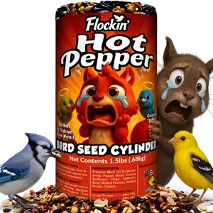 Hot Pepper Bird Seed Cylinders with Hole – Spicy Birdseed to Reduce Squirrels – Bird Seeds for Outside Wild Birds – No Mess Birdseed – Hot Birdseed with No Filler – All Natural, USA Made (4" x 7.75")