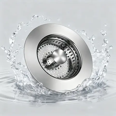 All Metal Kitchen Sink Strainer Stopper Combo, Stainless Steel Kitchen Sink Filter Sink Universal Sink Bounce Core Drainer kitchen sink Stainless Steel sink drain Sink Drain Strainer 3-in-1, drain hole ,removable stainless steel filter basket