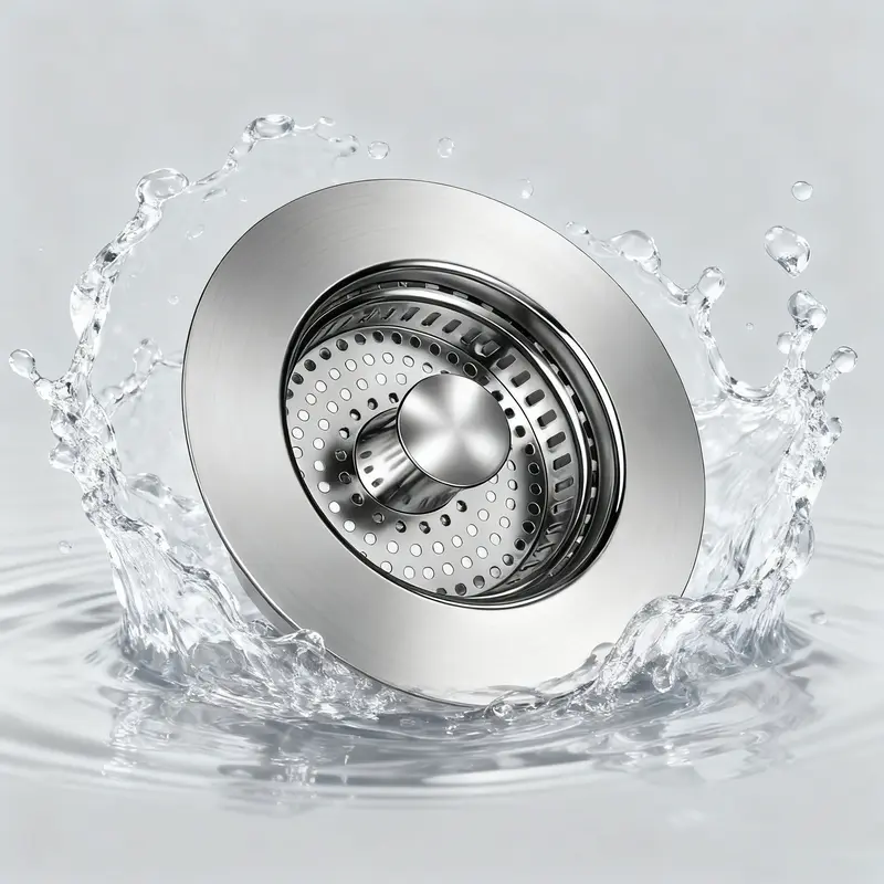 All Metal Kitchen Sink Strainer Stopper Combo, Stainless Steel Kitchen Sink Filter Sink Universal Sink Bounce Core Drainer kitchen sink Stainless Steel sink drain Sink Drain Strainer 3-in-1, drain hole ,removable stainless steel filter basket