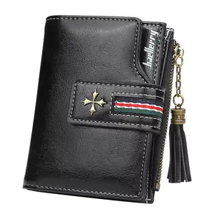 BAELLERRY Women's Exquisite Cardholder - Textured Leather Zipper Wallet, Short Design with Tassel, 10 Card Slots, Luggage & Bags Accessory, Textured Wallet