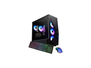 iBUYPOWER Slate Gaming PC Desktop Computer AMD Ryzen 7 9700X CPU, AMD Radeon RX 9060XT 8GB GPU, 32GB DDR5 RGB RAM, 1TB NVMe SSD, Windows 11 Home, Keyboard, Mouse - Black