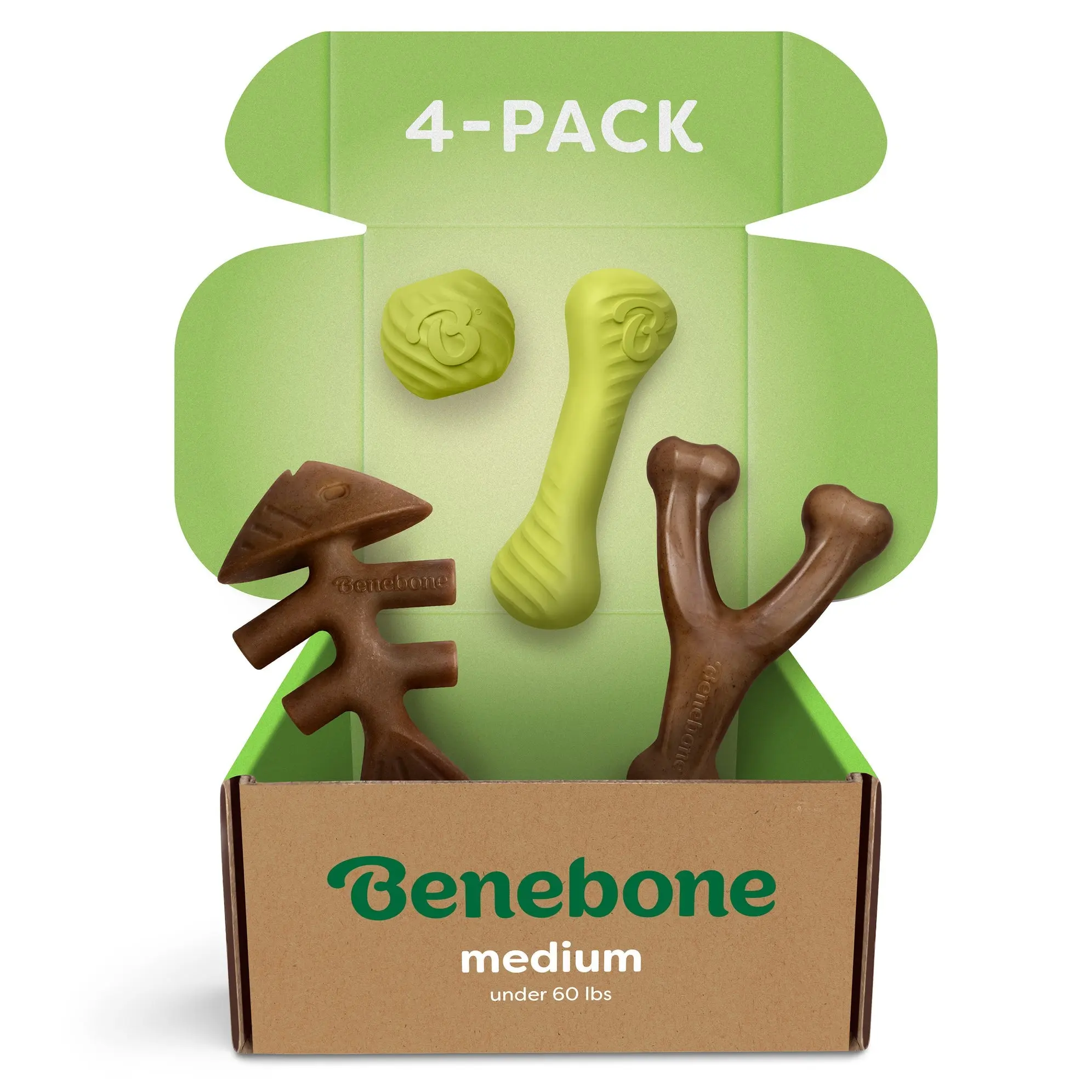 Chew & Chase Collection | 4-Pack of Durable Dog Toys | Tough Nylon & Natural Rubber