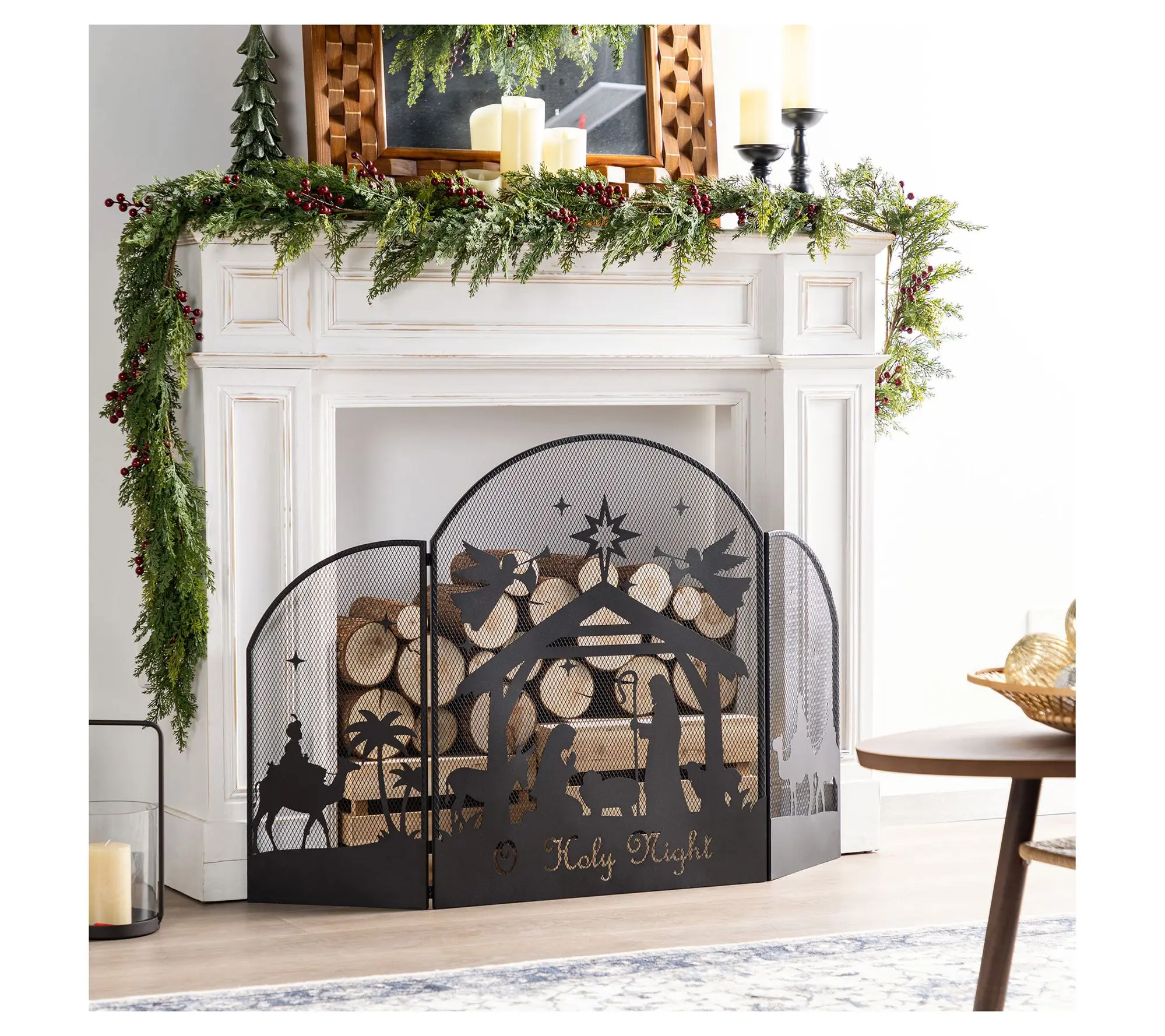 Glitzhome 48" Christmas Metal Mesh Silhouette Nativity Scene