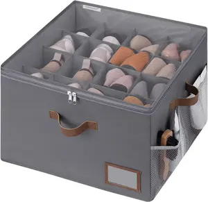 16-Compartment Foldable Closet Organizer – Clear lid means no more digging for lost shoes or towels. Stackable, dust-proof, and folds flat when empty. Perfect for dorms, RVs, or any space that's begging for a tidy-up. (Gray)