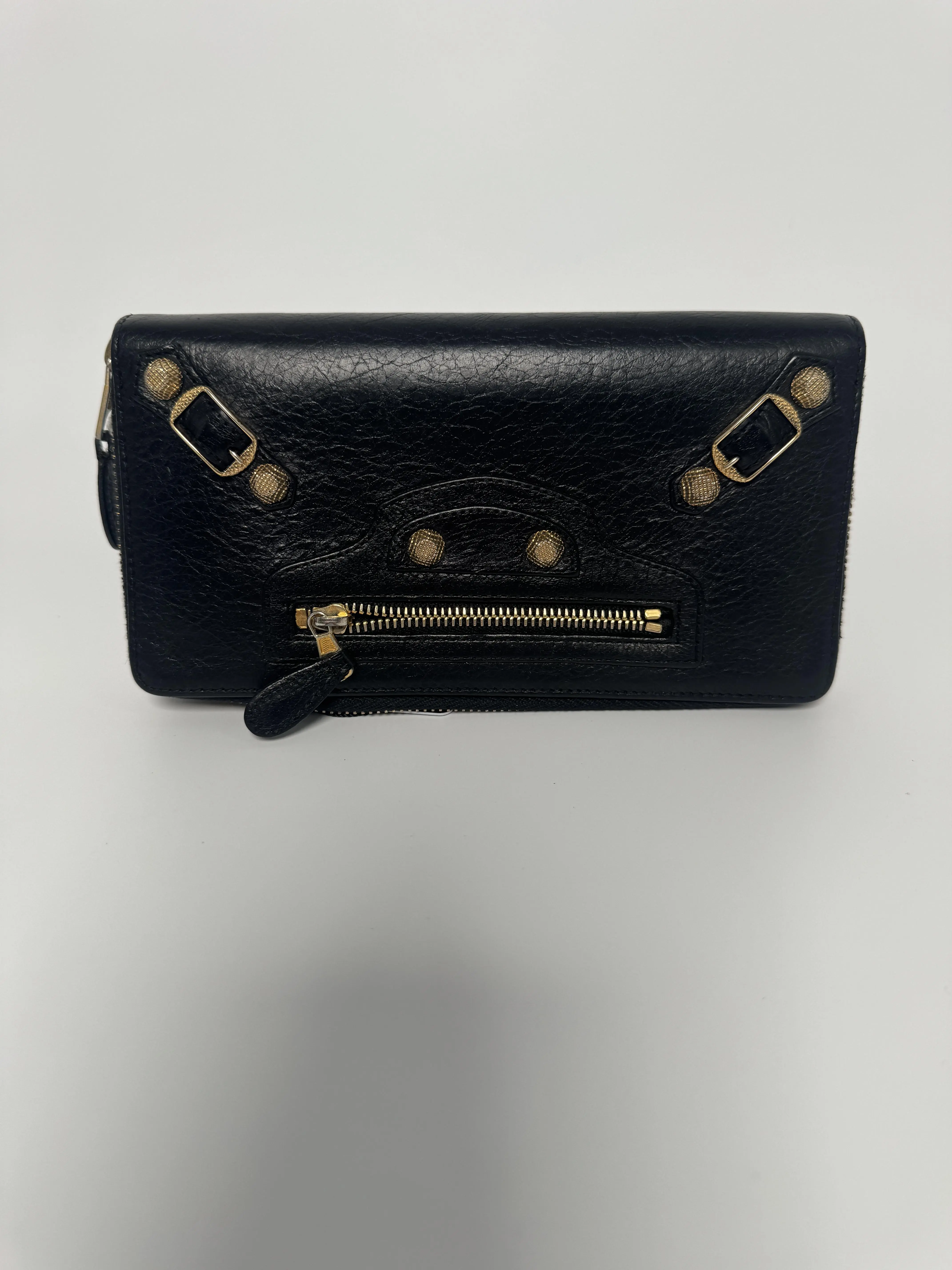 Pre-owned Balenciaga Leather Classic Zip Wallet / Clutch Classic Zip Wallet – Black JX201BB