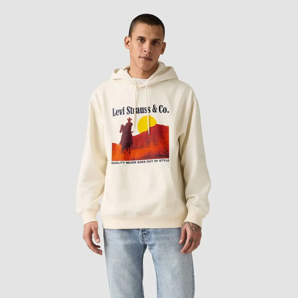 LEVI'S Men's Graphic Pullover Hoodie, Relaxed Fit Sweatshirt in Soft Cotton Fleece Fabric with Long Sleeves and a Kangaroo Pocket