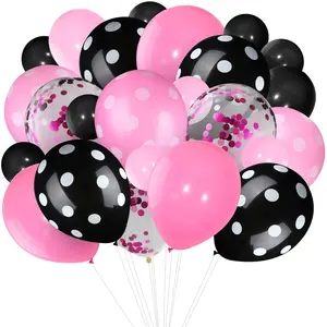 75-Piece Mouse Color Balloons, Confetti Polka Dot Latex Balloons, Garland for Baby Shower, Wedding & Birthday Party Decoration (Pink, Black)