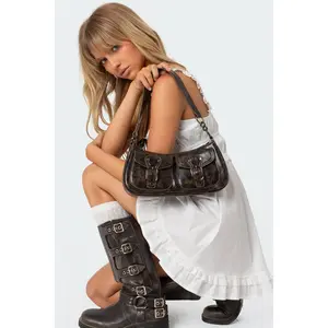 Distressed Faux Leather Buckle Bag Distressed Faux Leather Buckle Bag