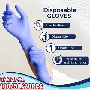 100/50/20 pcs, durable purple-blue nitrile gloves, latex-free, household cleaning gloves, Multi Purpose Glove, waterproof, oil-resistant, suitable for dishwashing, bathroom cleaning, pet bathing, outdoor car washing, etc. Non-medical gloves.