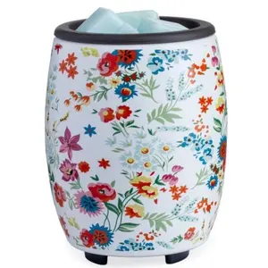 WILDFLOWER FLIP DISH WAX WARMER Wax Warmer Decor Fragrance Porcelain Switch Ceramic Metal Floral Cosmetic
