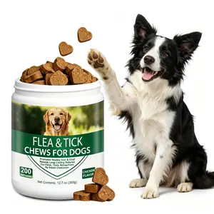 Dog Flea & Tick Prevention Support Chews - 200-Count Plant-Based Chicken Flavor Nutritional Supplement with Probiotics, Coconut Oil, Flaxseed, Fish Oil - For All Breeds & Ages (Not a Treatment)