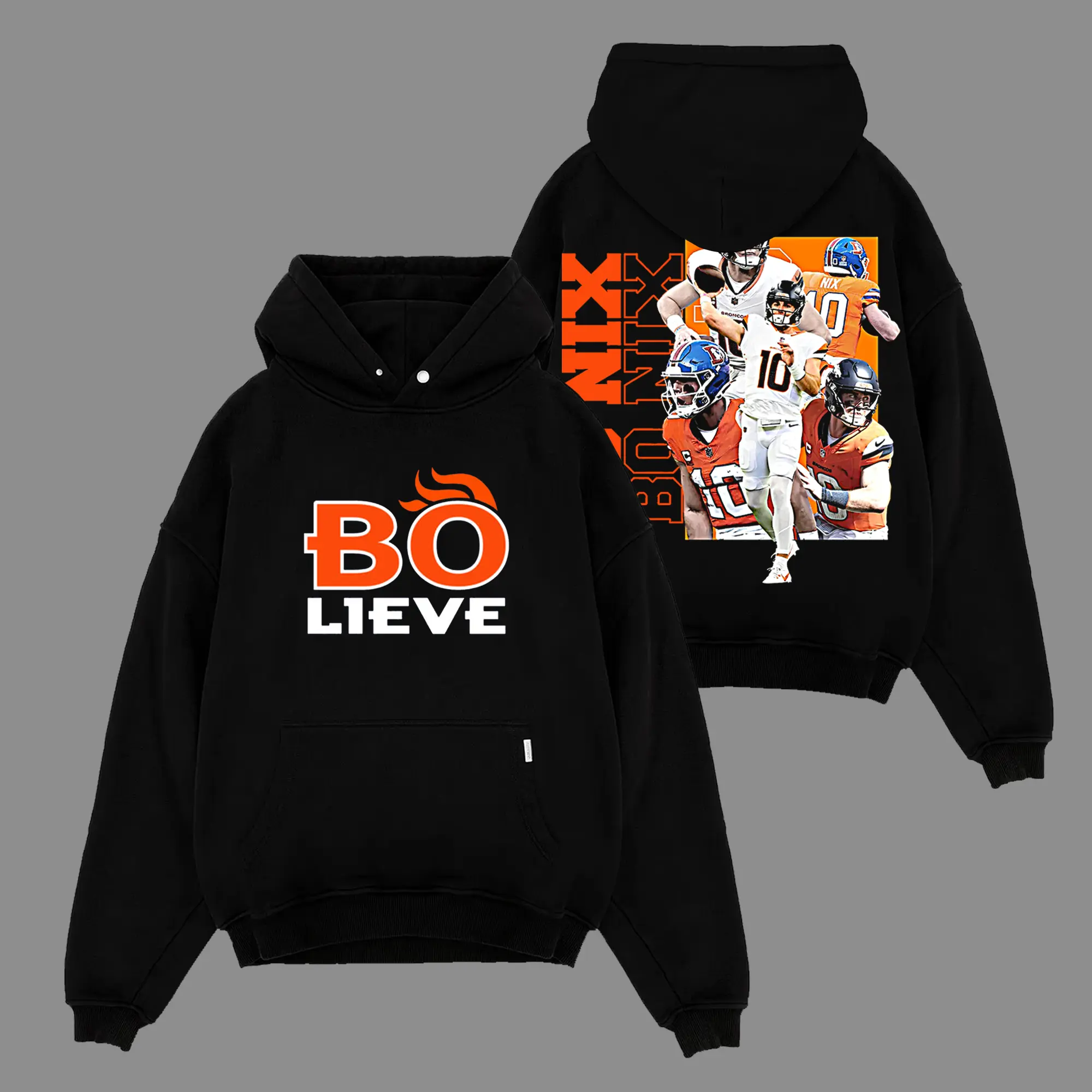 Bo Nix 'Bolive' For Broncos Country Premium Cotton Hoodie Sweatshirt T-Shirt (Made In US), Broncos Football Fans Shirt, Game Day Outfits, Gift For Football Fans, Football Graphic Tee Hoodie