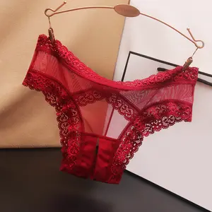 Women's Low-Rise Mesh Panty - Soft, Stretchy, Lightweight, Breathable, Smooth Fit with Lace Trim and Front Tie