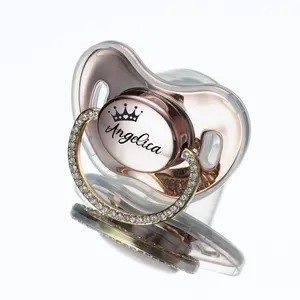 MIYOCAR 2pcs Personalized Bling Pacifier – Custom Name Baby Pacifier with Rhinestone Handle | Luxury Newborn Gift, Baby Shower Keepsake chupetes