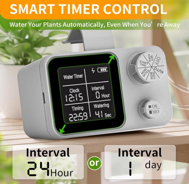 Automatic drip irrigation kit, ennvaofficial 15-pot indoor potted plant support system, automatic indoor plant watering system, equipped with a digital programmable watering timer