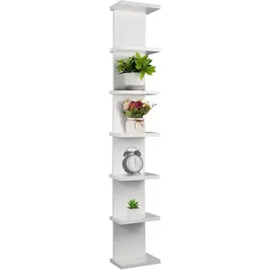 7 Tier Wall Shelf Unit - 43" Lack Floating Shelf, Display Floating Shelves, Vertical Column Wall Decor Mount Floating Storage Home Decor Organizer Tall Tower Utility Shelves, White
