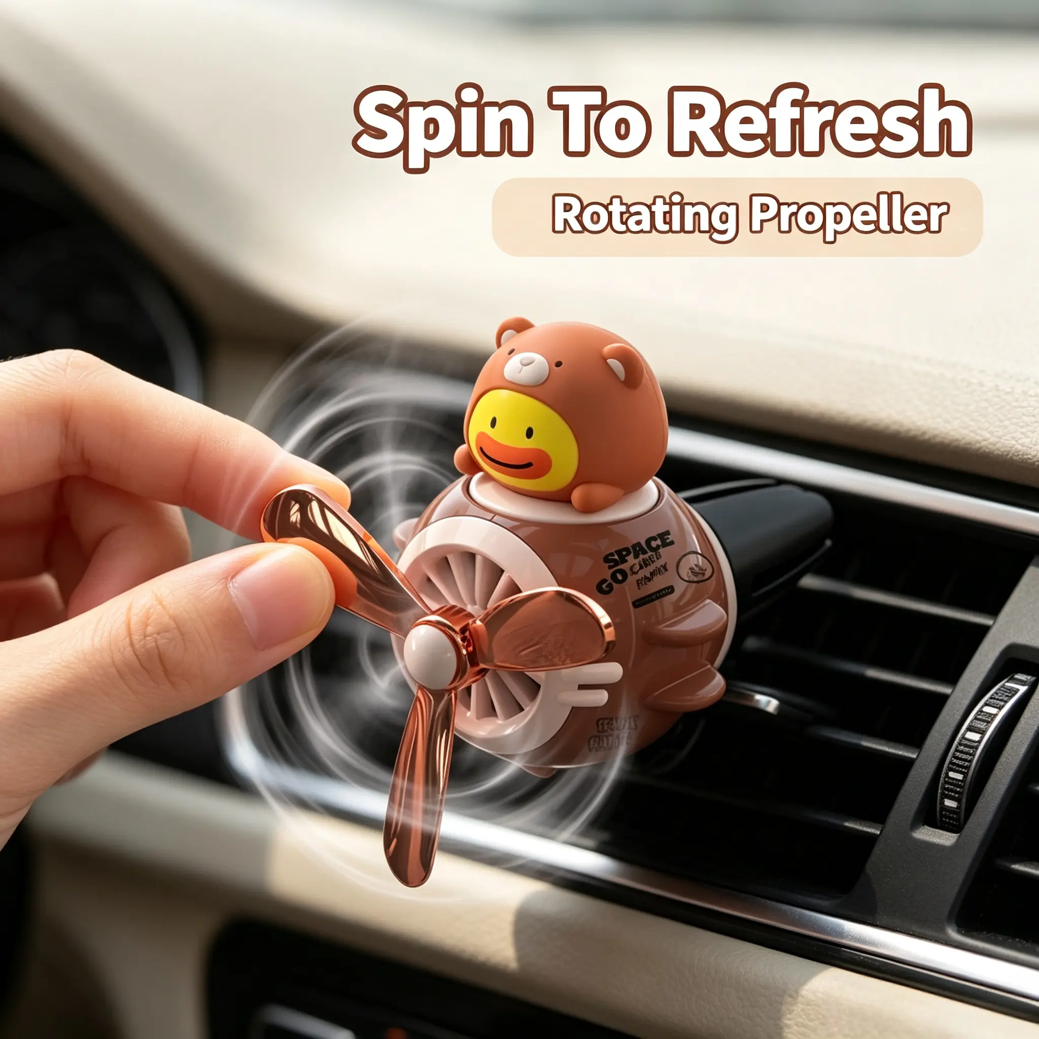 Tool-Free Car Vent Aroma Fan Clip-On, 1-Second Silicone Clips, No Scratches/No Airflow Blockage, AC-Triggered Propeller Spin, Odor Elimination, Fragrance Spread, Universal Fit for Cars-SUVs-Trucks-Sedans, Lazy Drivers’ Essential
