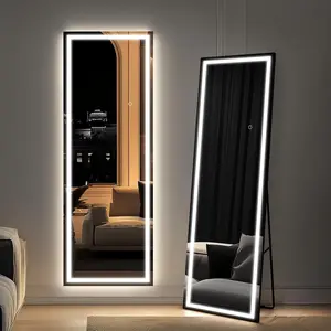 Full Length Mirror, Dimmable 3 Color LED Light w/Light Memory, Distortion Free Silver Coating Mirror, HD Reflection &Anti Desilvering,Tempered Glass &Shatter Proof Film Doubles Safety