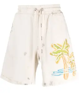 Palm Angels Palm Off-White/Neon Sweat Shorts Size XS