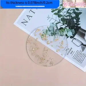 8-piece set of acrylic coasters with golden leaf pattern - heat-resistant circular tabletop protector, transparent beverage coasters suitable for tea/coffee cups, Decorative coaster, Round coaster, home and office decoration