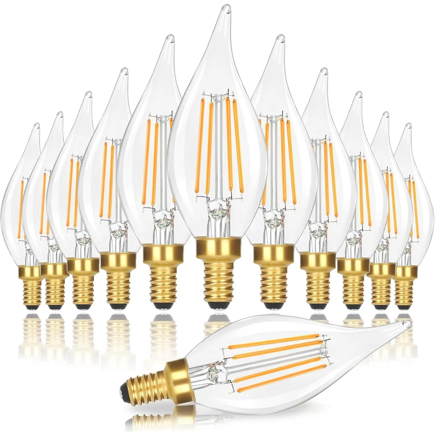 Dimmable E12 Candelabra LED Bulbs - 4W (40W Equivalent), 460 LM Flame Tip, Daylight White Color Changing Adjustable Brightness Dimmable LED Lights for Chandeliers, Wall Sconces