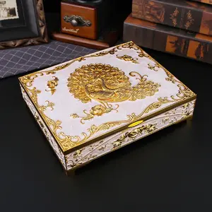 Peacock Relief Long Jewelry Box, Creative Gift Style, Gradual Enamel Craft, Dustproof Moisture-Proof Design, Custom Wedding Favors, Dustproof Storage Box