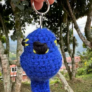 Cute Crochet blue hyacinth macaw Parrot Keychain