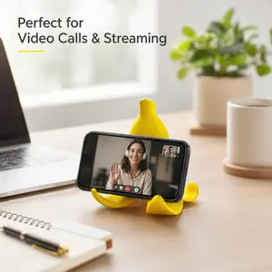 A fun banana-shaped phone stand, PLA material desktop stand, provides stable support for all smartphones, portable desktop accessory