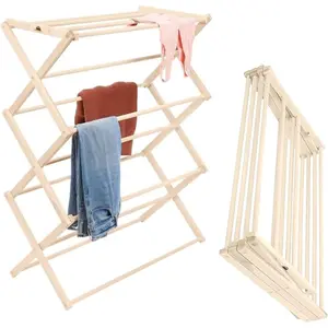 Woodworks Premium American Maple Clothes Drying Rack - Handcrafted in Pennsylvania - Solid Wood Construction, Collapsible, Eco-Friendly Laundry Solution (Large)