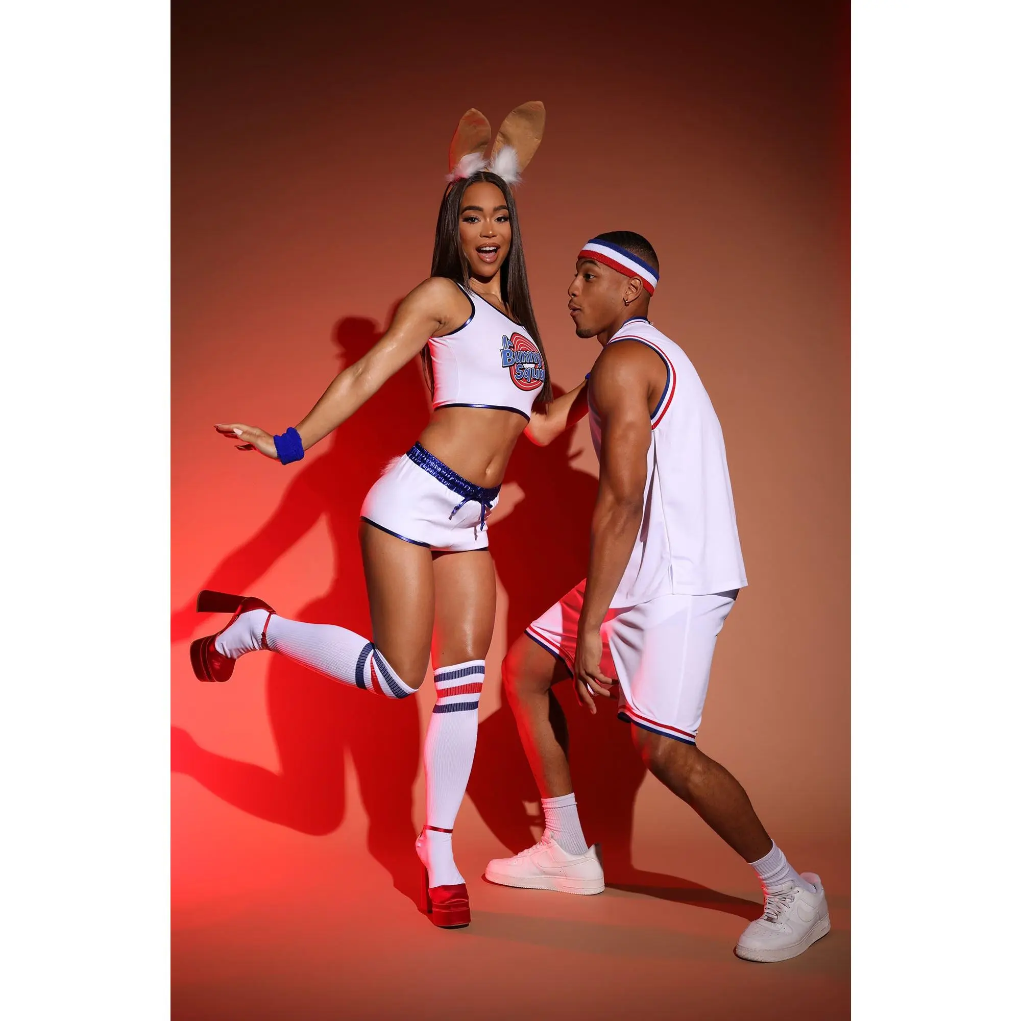 Basketball Bunny Babe 5 Piece Costume Set - White/Blue Basketball Bunny Babe 5 Piece Costume Set - White/Blue