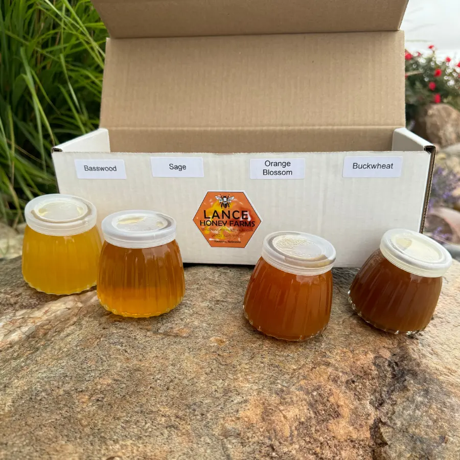 Mini Honey Gift Set | Set of 4 | 4 oz | Multiple Flavors | Lance Honey Farms