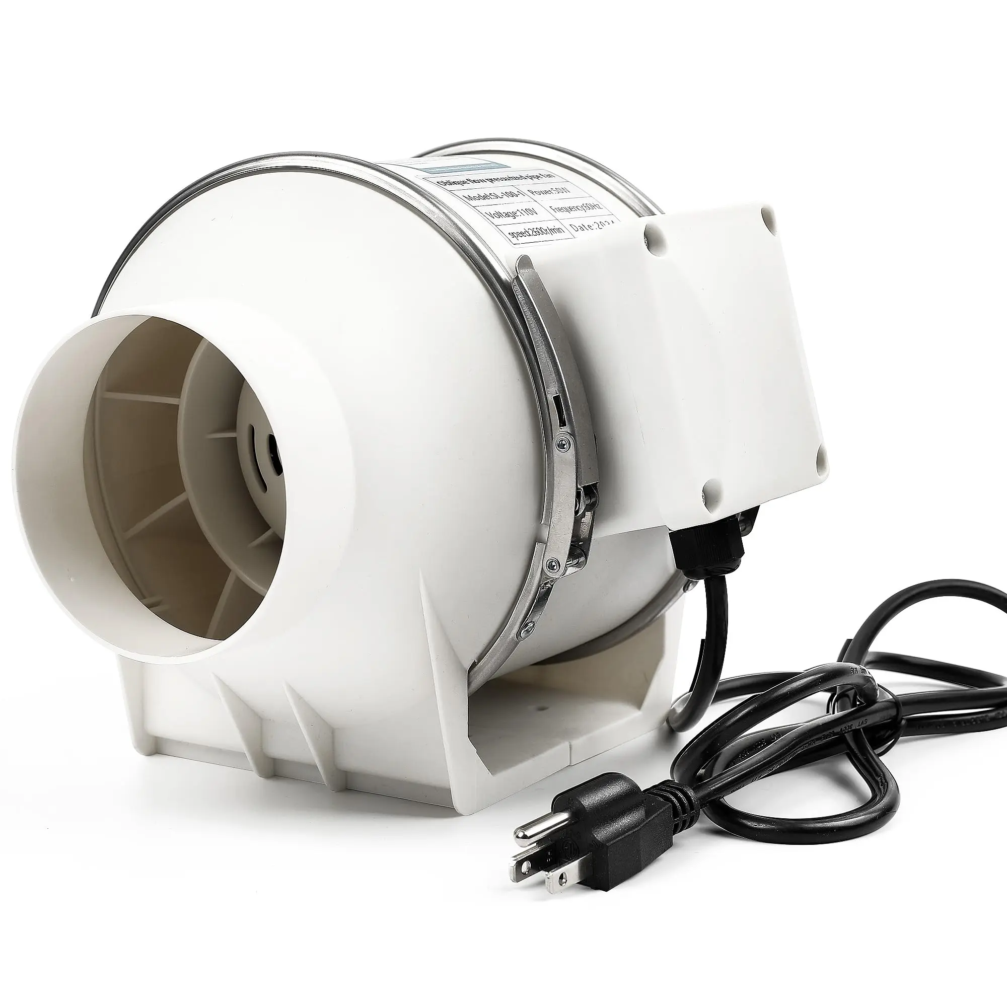 4 Inch Duct Fan, Inline Ventilation Exhaust Fan, 280 CFM Duct Intake Fan High Efficiency Air Fan for Duct Vent Bathroom, Kitchen, Grow Tent, Hydroponics, 3D Printer