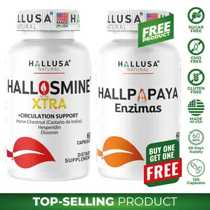HALLOSMINE XTRA + FREE HALLPAPAYA – Circulation & Digestive Routine Combo for Daily Comfort & Balance – Hallusa Natural Supplement