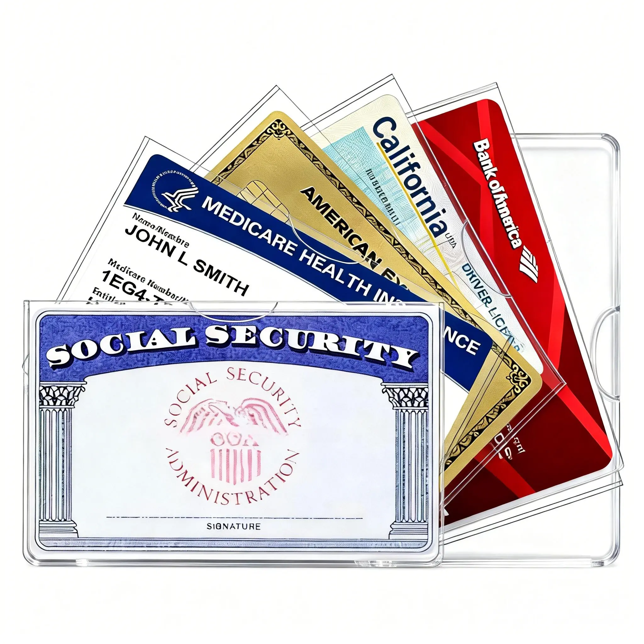 10-Pack Cardholders, Durable Corrosion-Resistant PVC Transparent Protecting Sleeves, Versatile Use Desk Organizers for Social Security & Credit Cards, Easy Insertion, Non-Sticky, 3.8x2.32 in