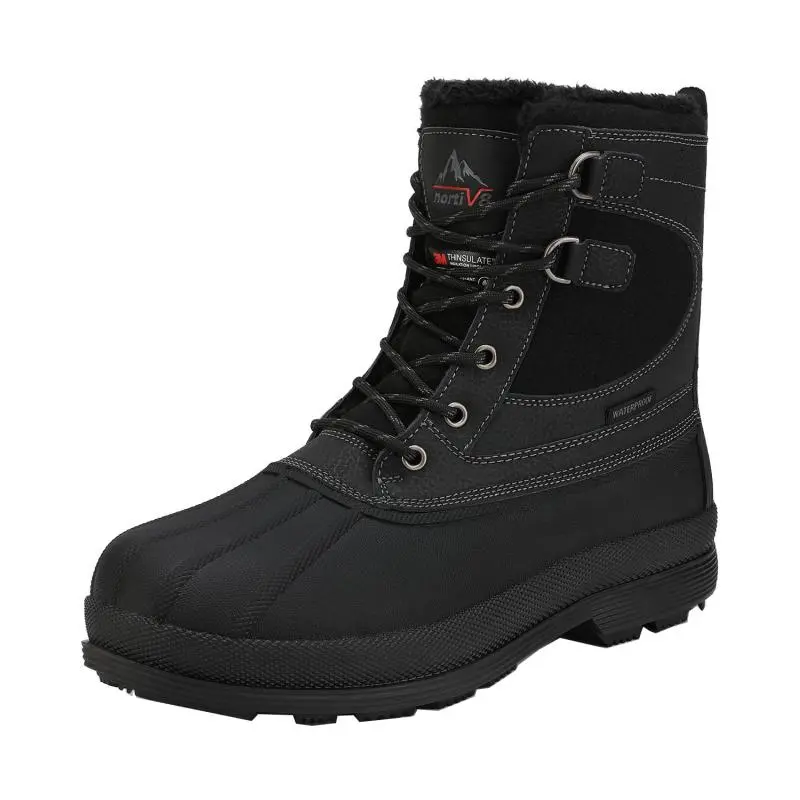 NORTIV 8 Men's Waterproof Winter Snow Boots, Insulated to -25F with Thinsulate, Synthetic Outdoor Footwear with Slip-Resistant Rubber Sole, Premium Boot, Laces, Slip-Proof, Seam-Sealed, 200G Thinsulate Insulation, Anti-Collision
