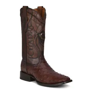 Cuadra Men's Dark Brown Genuine Ostrich Leather Square Toe Boot