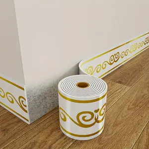 1 Roll – Self-Adhesive Wall Trim: Decorative Border, Baseboard, and Molding. Ideal for Bedroom Wall Framing and Skirting. Peel-and-Stick, Removable Wallpaper—Waterproof with a Luxurious Marble Pattern. Suitable for Walls, Floors, and Cabinets.