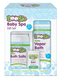 Boogie Baby Spa Gift Set – Vapor Bath, Vapor Bath Salts & Organic Head-to-Toe Balm for Infants & Kids