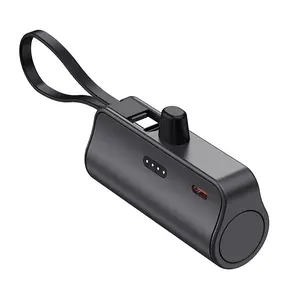 4 Color Emergency Capsule Charger Mini power bank,capsule power phone charger 5000mAh,portable charger with Dual USB-C ports for iPhone /Android Phone/Samsung/Moto/LG etc Smartphone Cellphone Electronic Mobile Charging