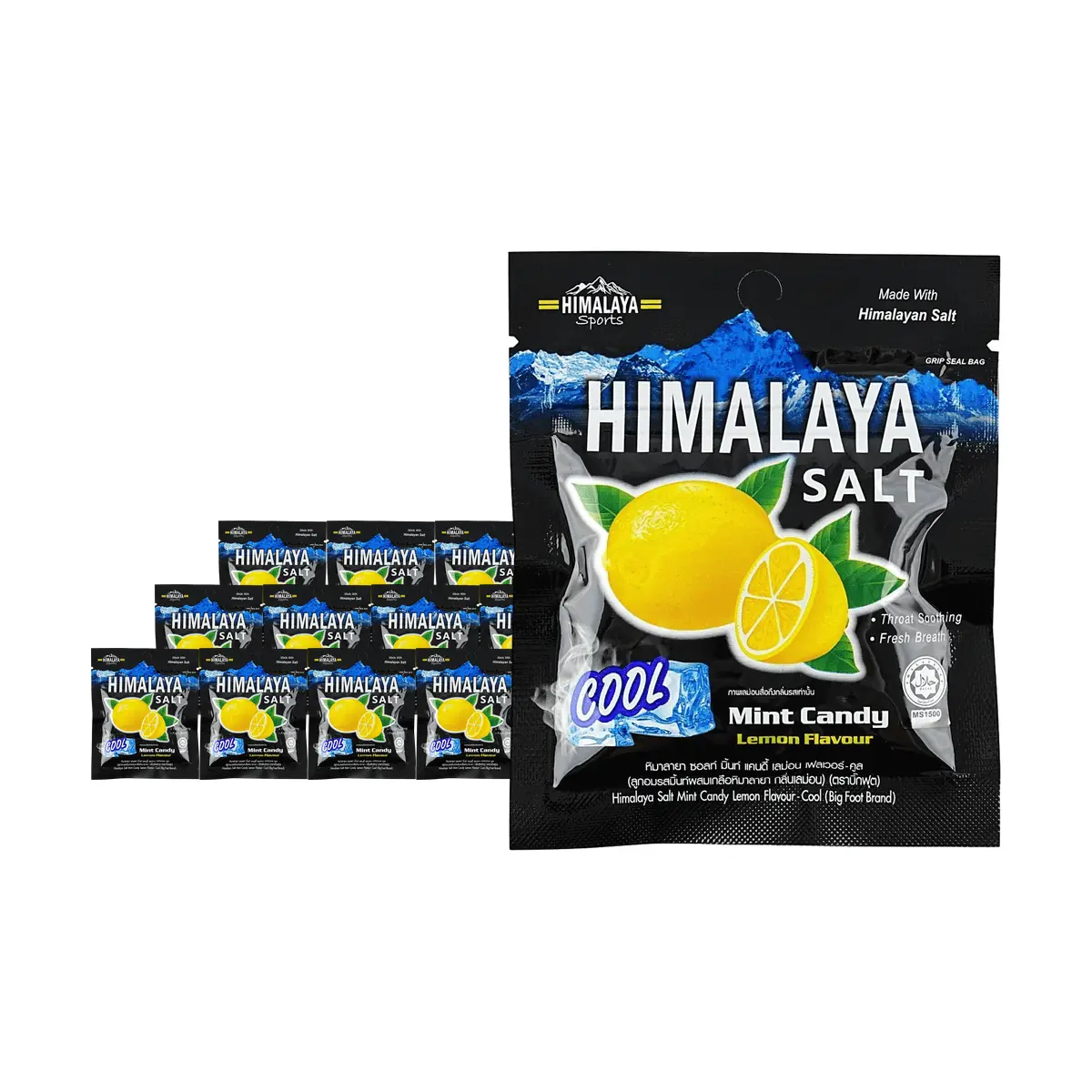BIG FOOT Himalayan Rock Salt Lemon Mint Candy 15g x 12 Packs - Soothing Throat Drops, Refreshing Flavor, Ouyang Nana Recommended